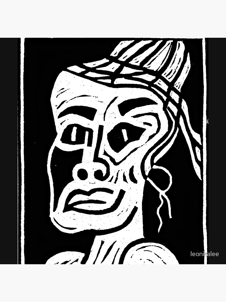 African Woman Linocut Print by leonitalee