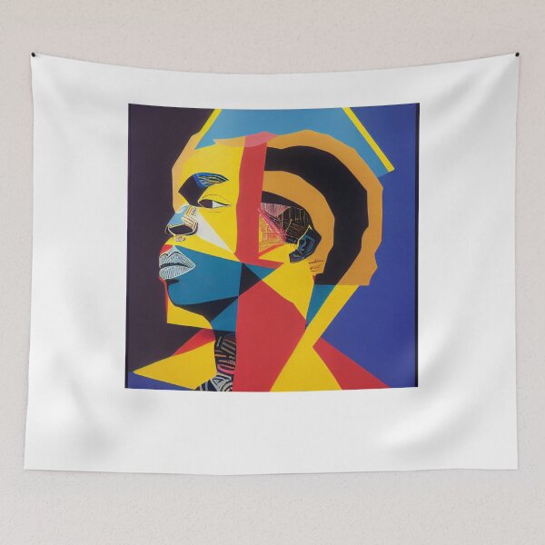Item preview, IndigenousPeoples-American man in a multicolored geometric shape designed and sold by hassendz.