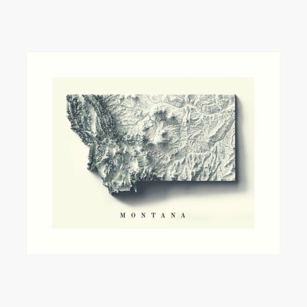 Item preview, Montana, USA Relief Map 3D digitally-rendered designed and sold by ThinkAboutMaps.