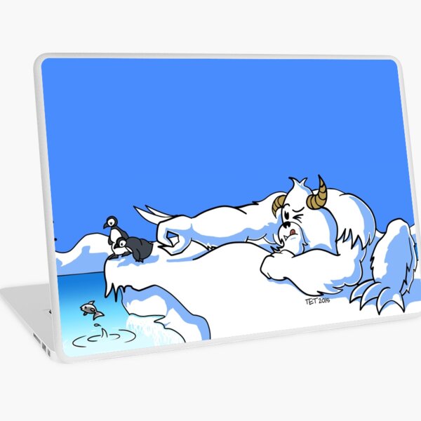 Bored Yeti Flicking Penguins into Water Laptop Skin