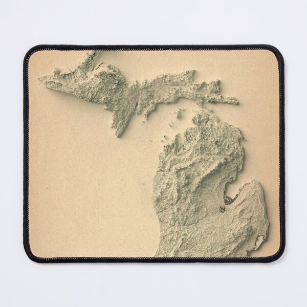 Item preview, Michigan, USA Shaded Relief Map 3D digitally-rendered designed and sold by ThinkAboutMaps.