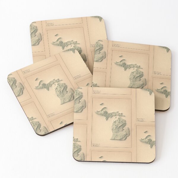Item preview, Michigan, USA Shaded Relief Map 3D digitally-rendered designed and sold by ThinkAboutMaps.