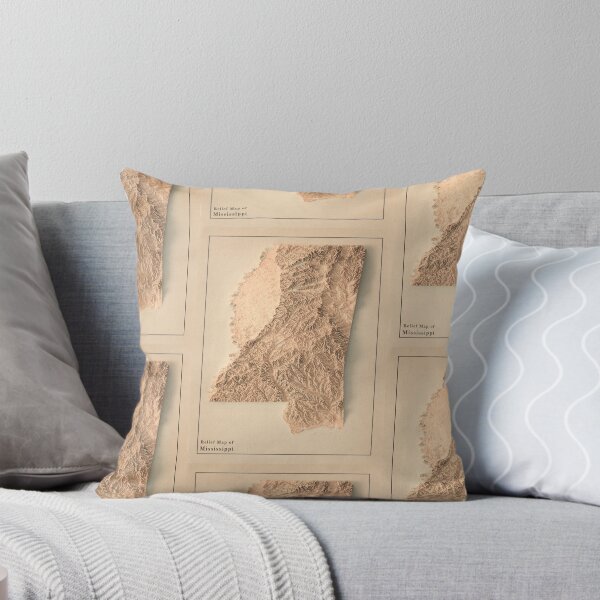 Item preview, Mississippi, USA Shaded Relief Map 3D digitally-rendered designed and sold by ThinkAboutMaps.