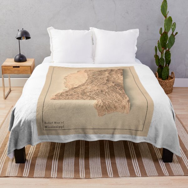 Item preview, Mississippi, USA Shaded Relief Map 3D digitally-rendered designed and sold by ThinkAboutMaps.