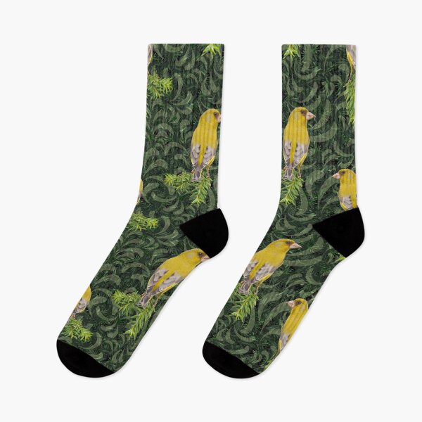 Item preview, Yellow Birds on Swirls and Evergeen Repeat 5748 designed and sold by Art in My Loft.