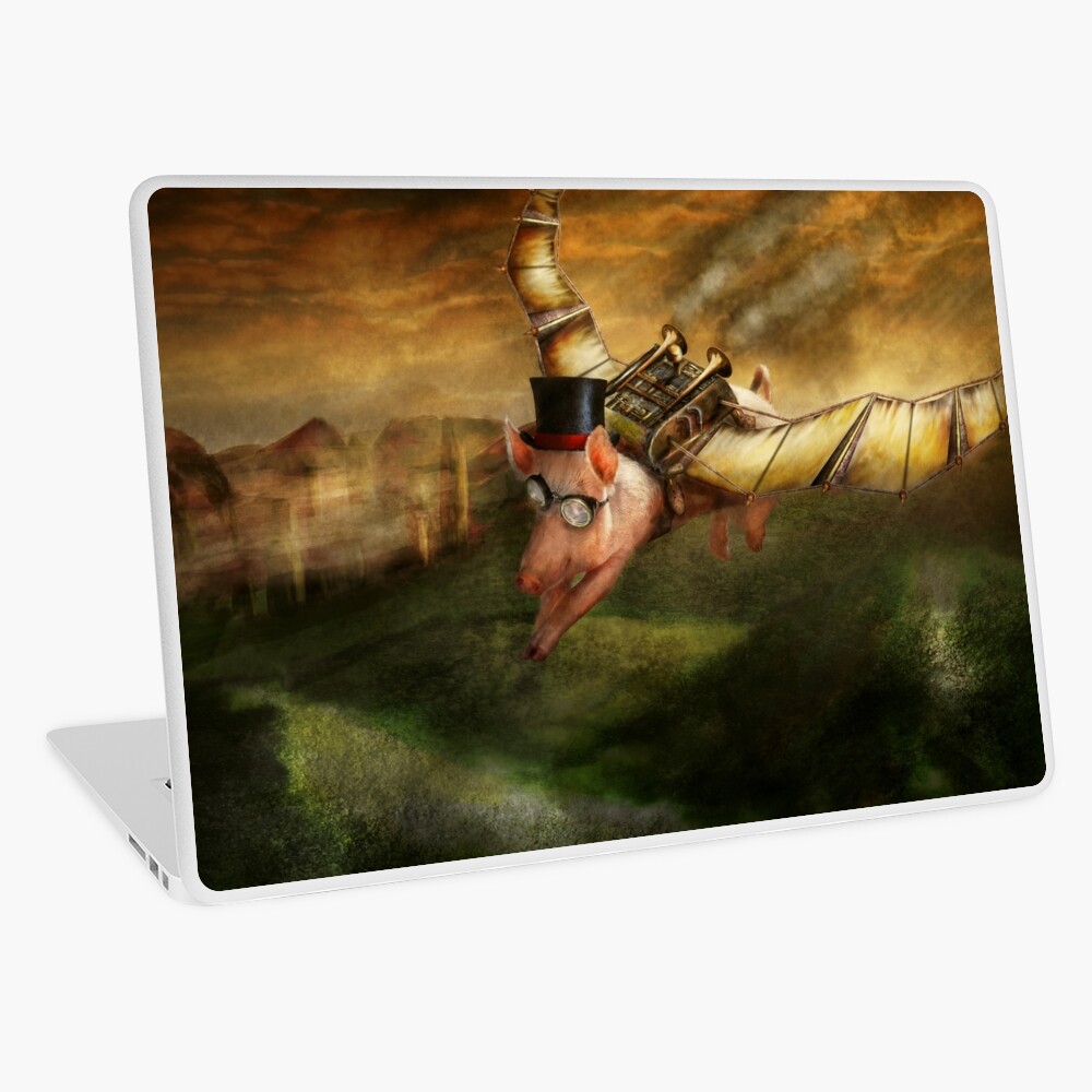 Flying Pig - Steampunk - The flying swine Laptop Skin
