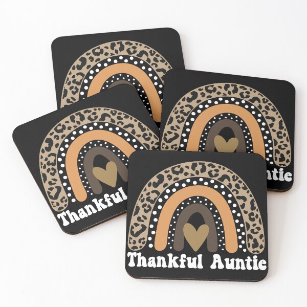 Item preview, Thankful Auntie Thanksgiving Leopard Rainbow Gift Idea for Aunt - Black designed and sold by PearlMoonGrapes.