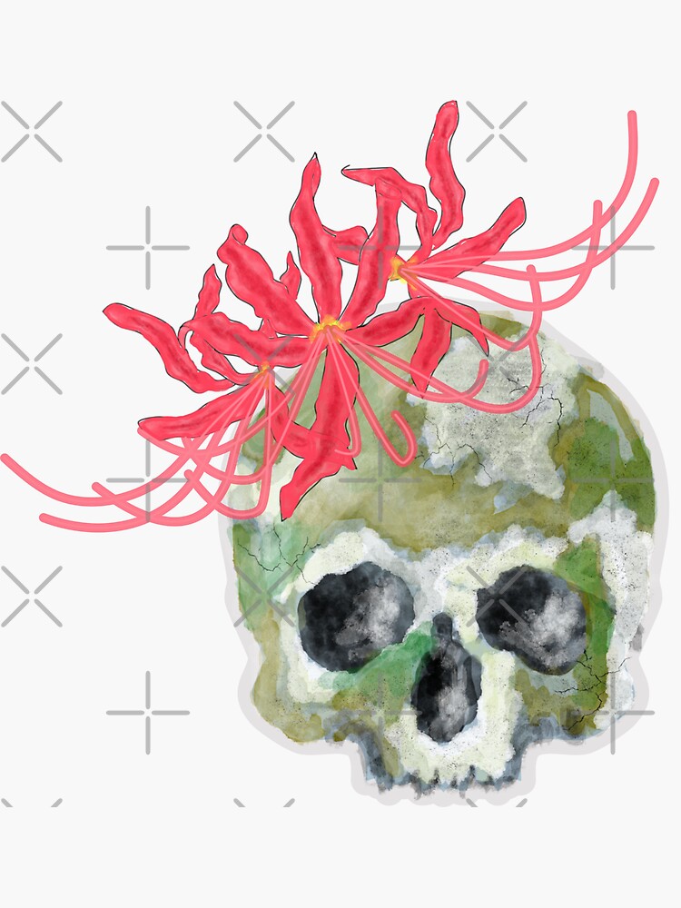 Floral art - Spider lily skull Sticker for Sale by Grafixbytre