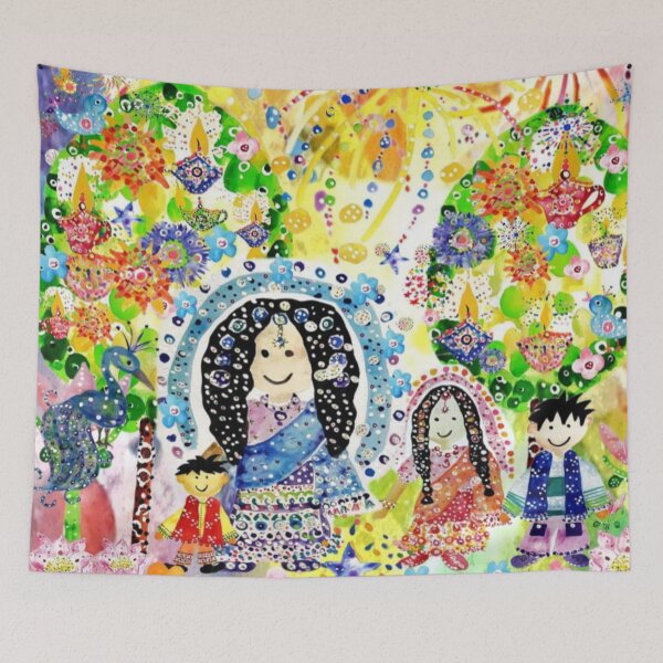 Item preview, Taking a Stroll In the Diwali Jewel Forest Watercolor Collage.  designed and sold by DefaultOneWorld.