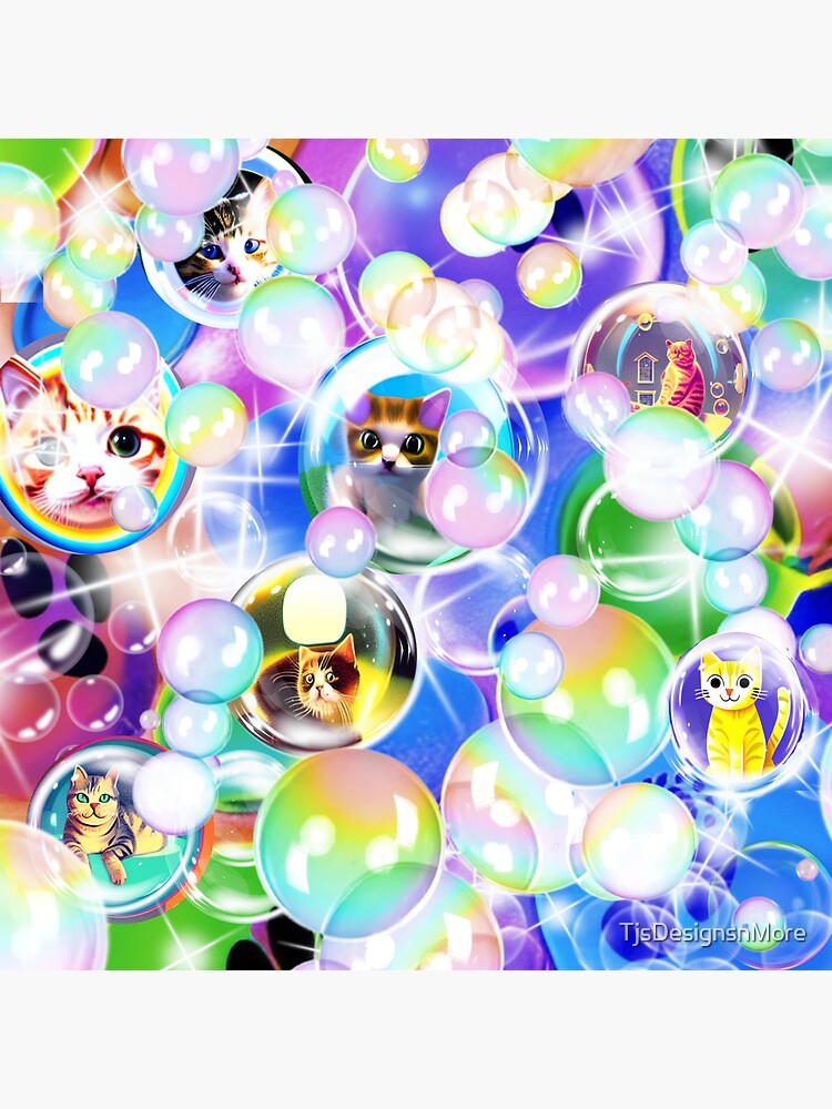 "Vibrant bubbles with cats " Sticker for Sale by TjsDesignsnMore