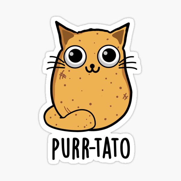 Purr tato Funny Cat Potato Puns Sticker for Sale by punnybone