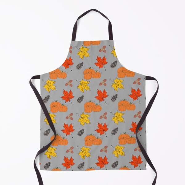 Item preview, Pumpkins Leaves Acorns Pine Cones Fall Illustration Pattern on Gray designed and sold by Itaya Art.