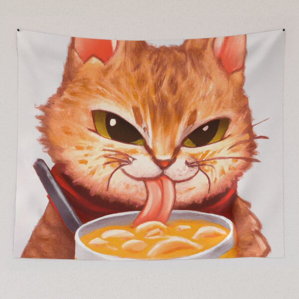 Aperçu de l'œuvre Chat mangeant Ramen créée et vendue par Timegraf.
