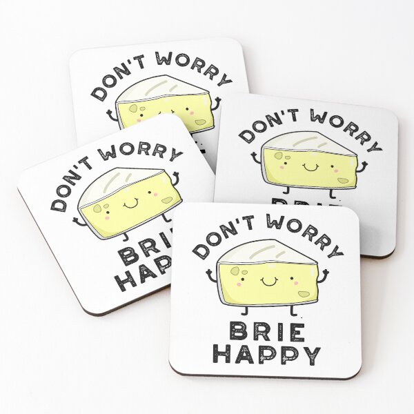 Item preview, Don't Worry Brie Happy Funny Cheese Puns  designed and sold by punnybone.