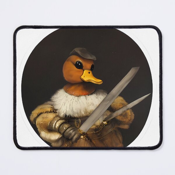 Item preview, Rembrandt Duck with Two Swords (Round Shape in Oil Painting Style) designed and sold by Digital-Davinci.