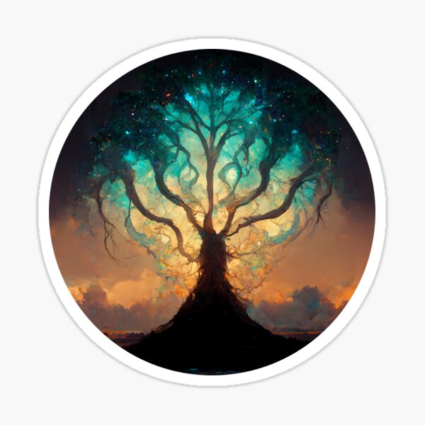 Wise Mystical Elucidative Tree Original Art [Hi-Res] | Sticker