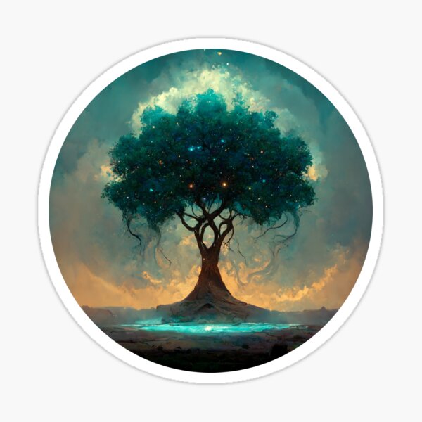 Wise Mystical Elucidative Tree Original Art [Hi-Res] | Sticker