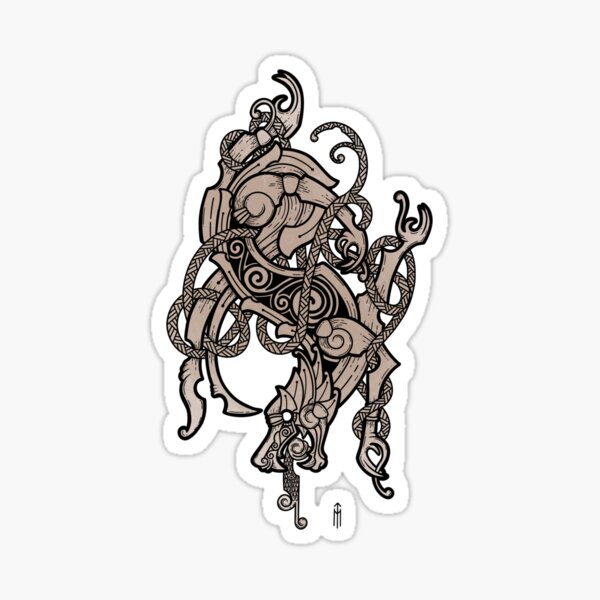 Item preview, The Binding of the Great Wolf Fenrir Sticker designed and sold by KintyreInk.