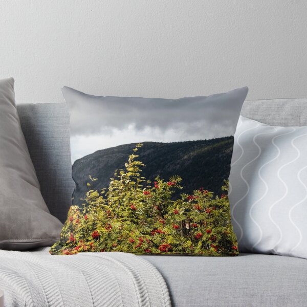 Item preview, Trees of mountain ash with ripe berries against the background of mountains and cloudy sky designed and sold by EG Creativity Art.