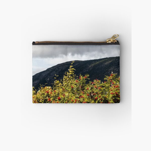 Item preview, Trees of mountain ash with ripe berries against the background of mountains and cloudy sky designed and sold by EG Creativity Art.