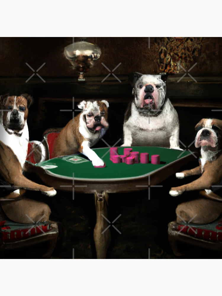 House of Bulldogs Dogs Playing Poker Canvas 11 x 14