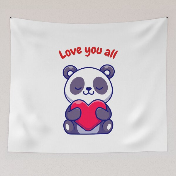 Item preview, Cute cartoon panda.Red heart designed and sold by Fufustyle.