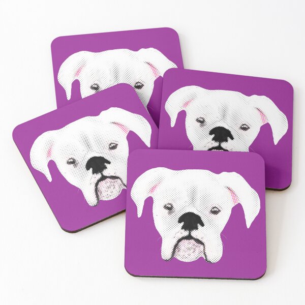Item preview, WHITE BOXER DOG PUPPY HALFTONE VIOLET  designed and sold by GIVENGRACE.ART.