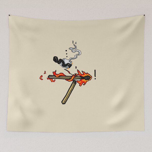 Item preview, Match Stick Fatality - tattoo style art - fire and smoke designed and sold by Dopamine Dumpster.