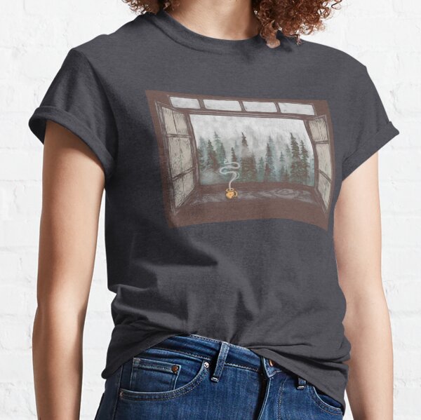 Foggy Forest Window || Cozy Fall Illustration Classic T-Shirt