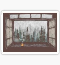 Foggy Forest Window || Cozy Fall Illustration Sticker