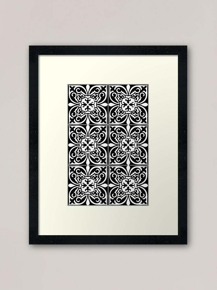 Alternate view of Moroccan tile - white and black Framed Art Print