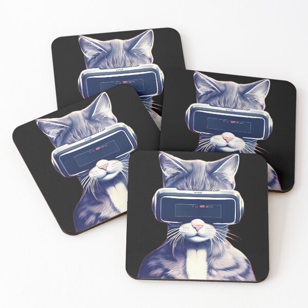 Item preview, Cool Grey Cat wearing VR Headset in the Metaverse designed and sold by Digital-Davinci.