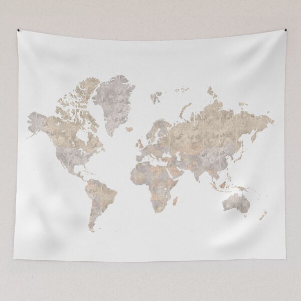 Item preview, Light brown watercolor world map designed and sold by blursbyai.