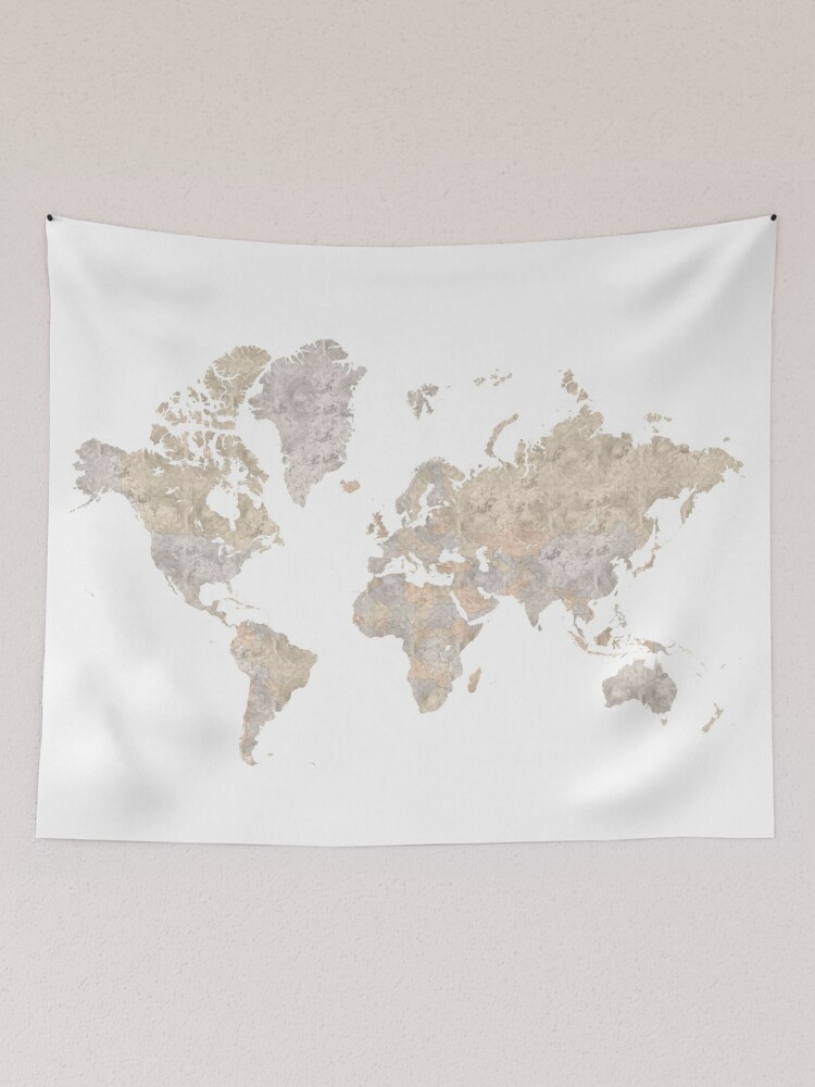 Light brown watercolor world map