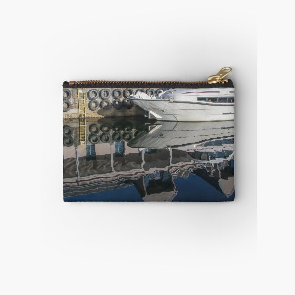 Item preview, Reflection of the white yacht and berth buildings in the water of the Norwegian fjord designed and sold by EG Creativity Art.