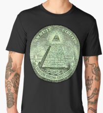 Eye of Providence, America, USA, Mystic, Dollar, Bill, Money, Freemasonry, All Seeing Eye, Pyramid, Masonic Men's Premium T-Shirt