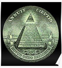 Eye of Providence, America, USA, Mystic, Dollar, Bill, Money, Freemasonry, All Seeing Eye, Pyramid, Masonic Poster