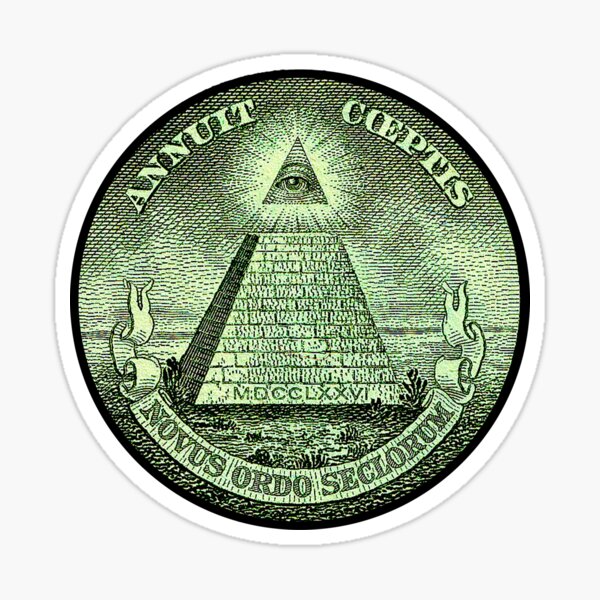 Eye of Providence, America, USA, Mystic, Dollar, Bill, Money, Freemasonry, All Seeing Eye, Pyramid, Masonic. Sticker