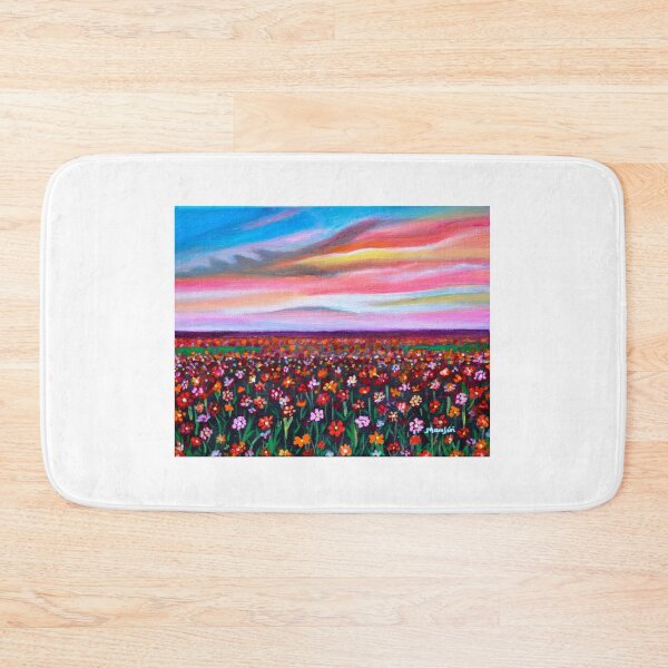 Item preview, Floral meadow at sunset cheerful landscape  designed and sold by artbymanjiri.