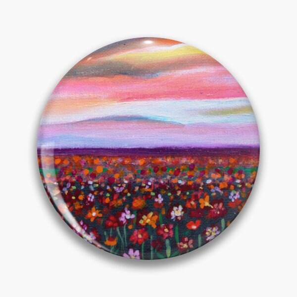 Item preview, Floral meadow at sunset cheerful landscape  designed and sold by artbymanjiri.