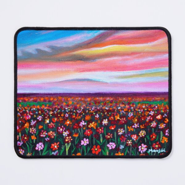 Item preview, Floral meadow at sunset cheerful landscape designed and sold by artbymanjiri.