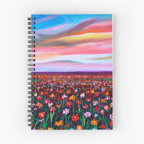 Item preview, Floral meadow at sunset cheerful landscape  designed and sold by artbymanjiri.