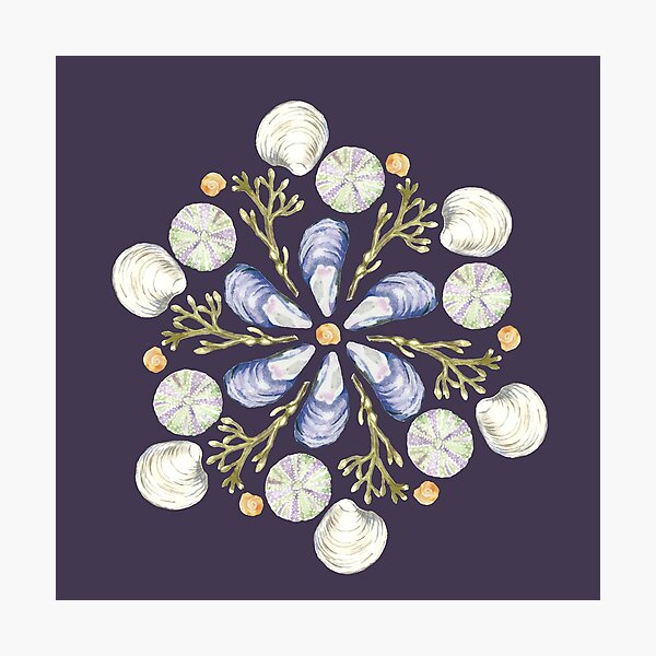 Item preview, Tide Pool Beach Mandala 2 - Plum - Watercolor designed and sold by skidgelstudios.