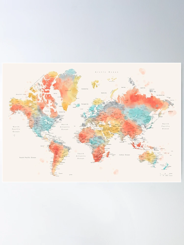 Póster for Sale con la obra «Nuestro viaje comienza: mapa mundial para el  mapa con chinchetas de bricolaje, Tatiana» de blursbyai