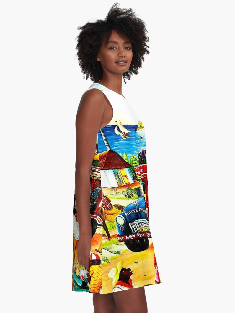 Alternate view of HAITI : Vintage Travel and Tourism Advertising Print A-Line Dress