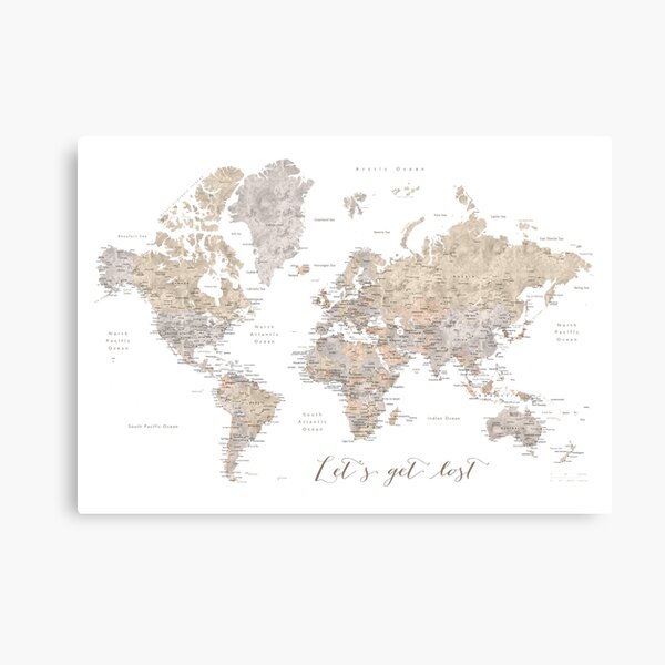 Let's get lost detailed world map Canvas Print