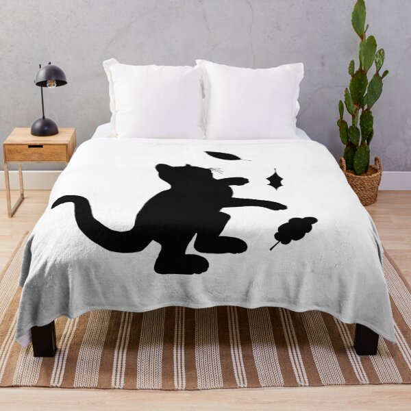 Item preview, Black Cat Playing With Leaves Silhouette designed and sold by VoilaDalilah.
