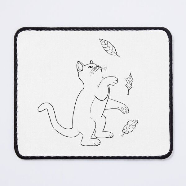 Item preview, Black Cat Silhouette Outline - Cat Playing With Leaves designed and sold by VoilaDalilah.