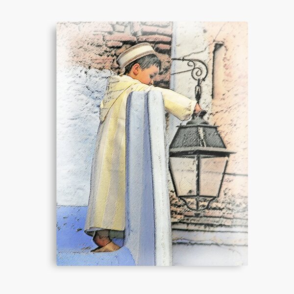 A boy and a lamp Metal Print
