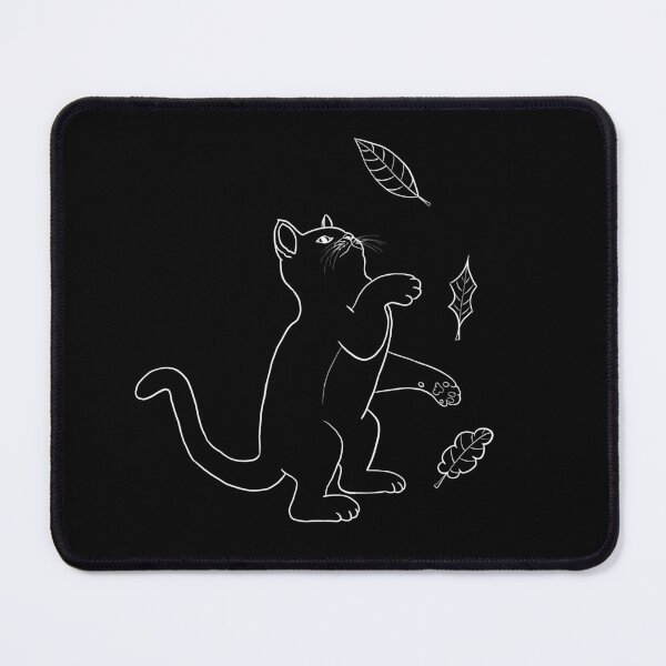 Item preview, White Cat Silhouette Outline - Cat Playing With Leaves designed and sold by VoilaDalilah.